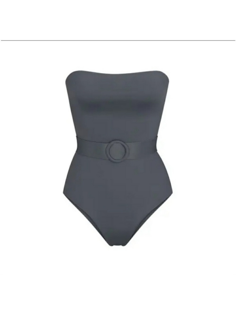 SKIMS Strapless Belted One-Piece Swimsuit in Charcoal